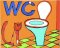 Smaltovaná cedulka Wc s kočkou žlutá