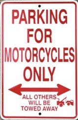 Plechová cedule Parking for Motorcycles only