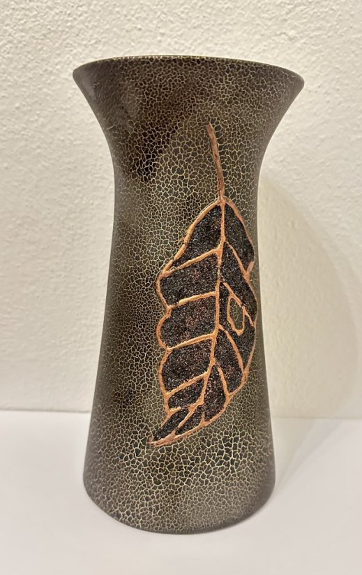 Keramická váza List zlatá Elegant