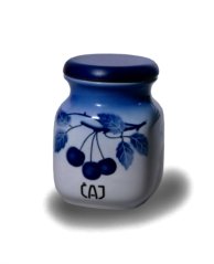 Porcelánová dóza Modré třešně - Blue Cherry s textem Čaj