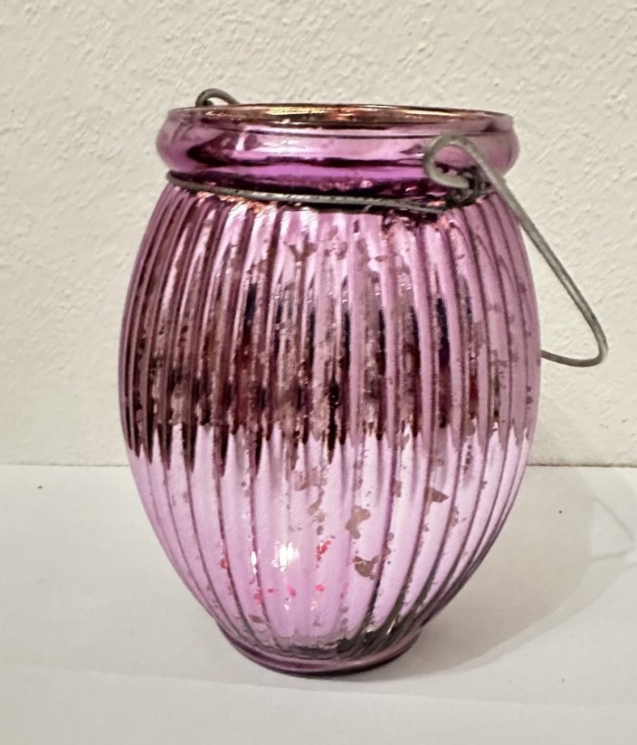 Skleněná lucerna k pověšení Lila