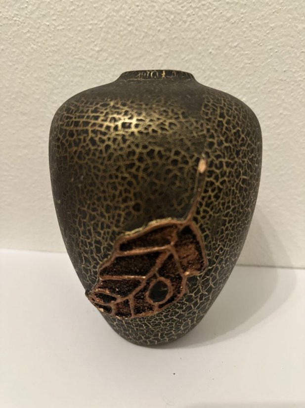 Keramická váza List zlatá M