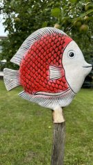 Keramická dekorace na zahradu Plotovka Ryba červená