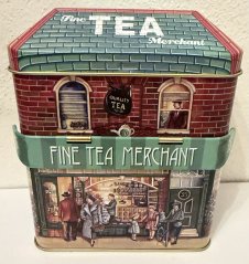 Plechová prolisovaná dóza - plechovka Domeček Fine Tea Merchant