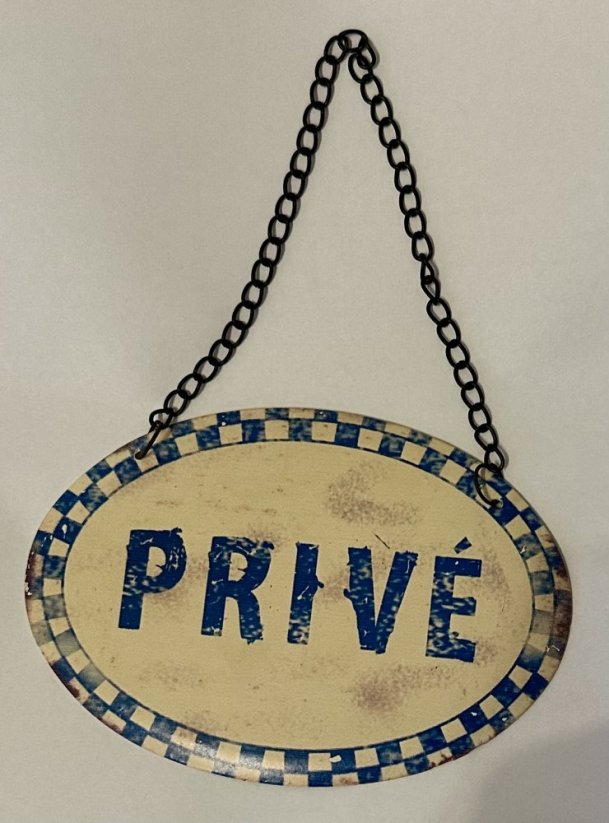 Plechová cedulka na dveře Privé k pověšení