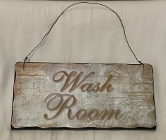 Dřevěná tabulka Wash room - prádelna