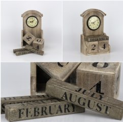Dřevěné stojací hodiny s kalendářem