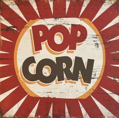 Dřevěná cedule Pop Corn