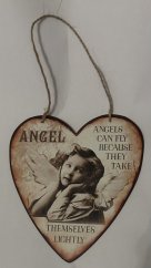 Plechová cedulka Angel - andílek k pověšení