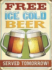 Plechová cedule Free Ice Cold Beer pivo