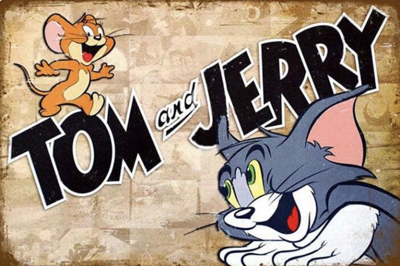 Plechová cedule Tom a Jerry