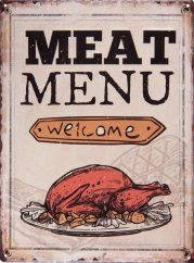 Plechová cedule Meat menu welcome