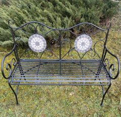 Kovová lavice s mozaikou Grey