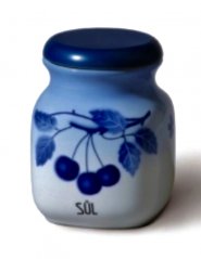 Porcelánové dózy Modré třešně - Blue Cherry s textem Sůl