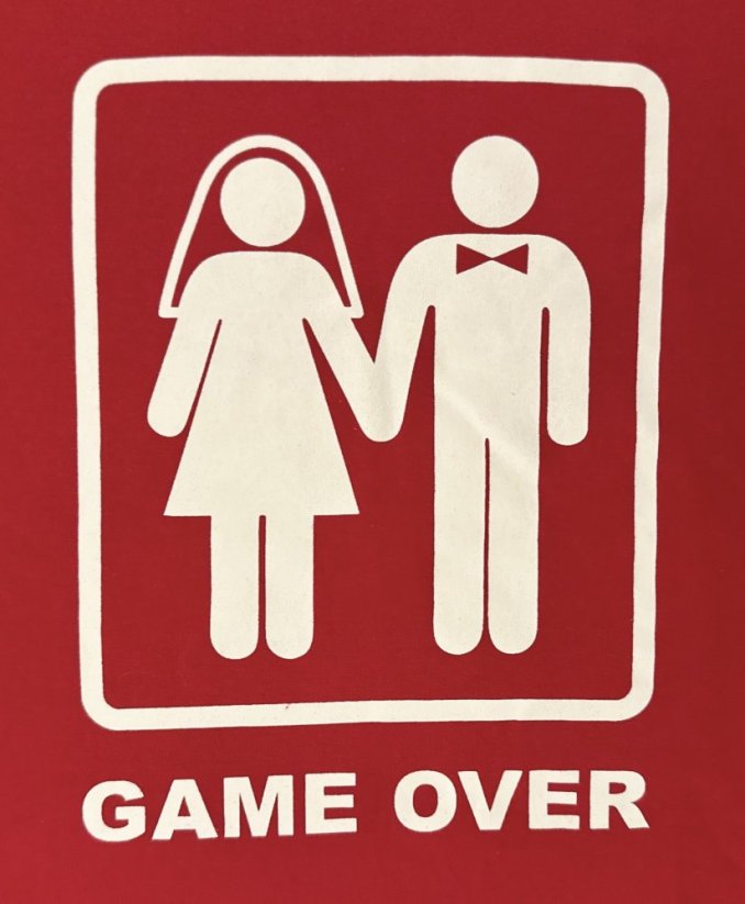 Pánské tričko s potiskem Game over - Barva: červená, Velikost: L