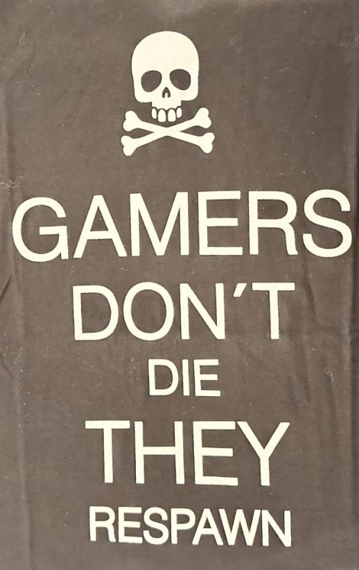 Pánské tričko s potiskem Gamers Don't Die They Respawn - Barva: černá, Velikost: XL