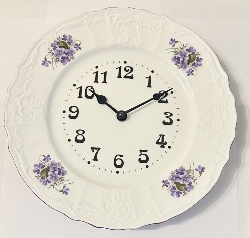 Porcelánové hodiny Fialky simply