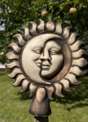 Keramická dekorace na zahradu Plotovka Slunceměsíc natural