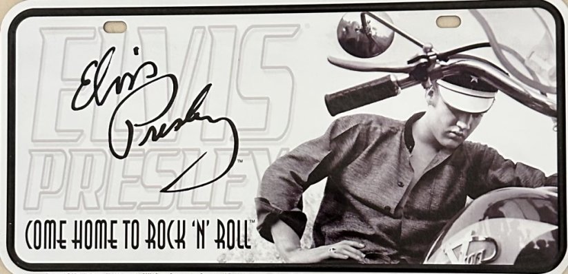 Plechová cedule SPZ Elvis Presley Come home to rock ń' roll
