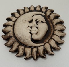 Keramická dekorace na zeď Slunce měsíc natural S