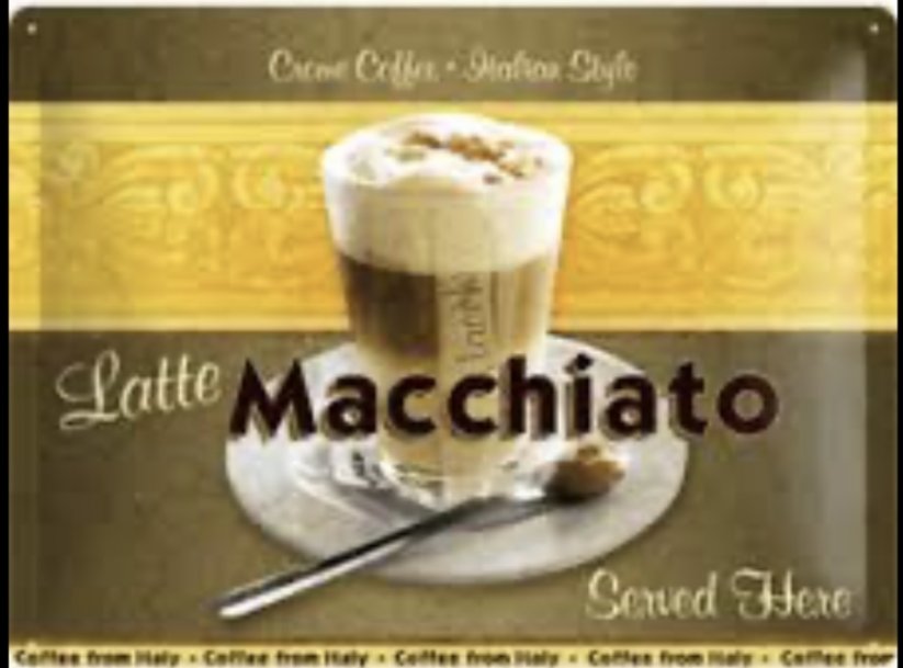 Plechová cedule Macchiato - káva