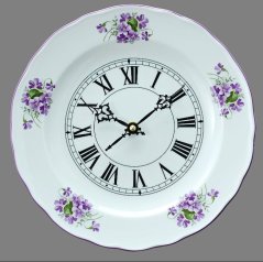 Porcelánové hodiny Fialky simply - římské číslice