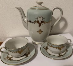 Starožitná porcelánová sada Konvice s mokka šálky Stará role