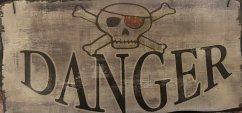 Dřevěná tabulka Danger - nebezpečí