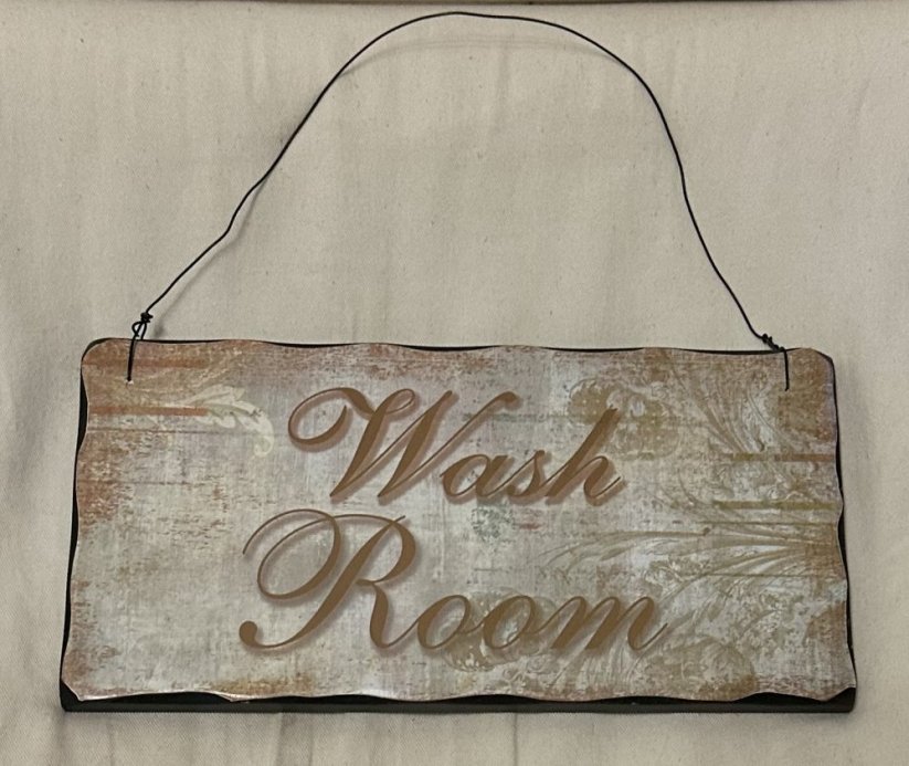 Dřevěná tabulka Wash room - prádelna