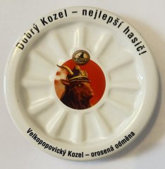 Porcelánový pivní podtácek Velkopopovický Kozel - Dobrý Kozel - nejlepší hasič!