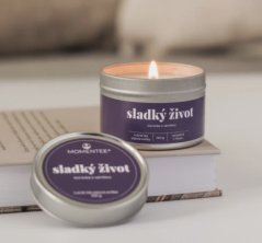 Sójová svíčka Sladký život - Borůvka s vanilkou v plechovce