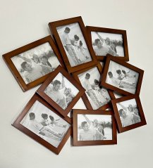 Dřevěný fotorámeček na 9 fotek hnědý
