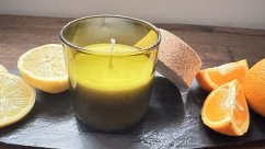 Sójová udržitelná svíčka s korkovým uzávěrem Menton, město citrusů