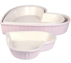 Keramické zapékací misky Heart mynte English Rose růžové 3ks