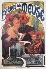 Maxi obraz na zeď Alfons Mucha Biéres de la Meuse ušpiněno