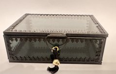 Skleněná šperkovnice box Madam Stoltz černá