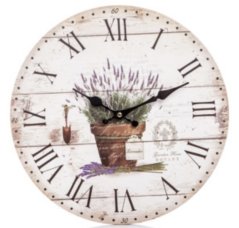 Dřevěné hodiny na zeď Garden Levandule v květináči