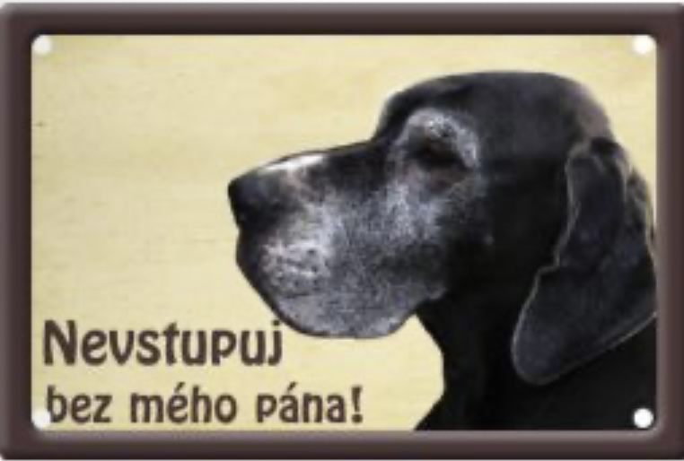 Plechová cedulka Nevstupuj bez mého pána Německá doga tmavá