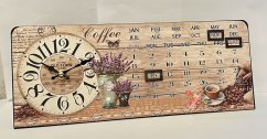 Kovové stojící hodiny s kalendářem Coffe