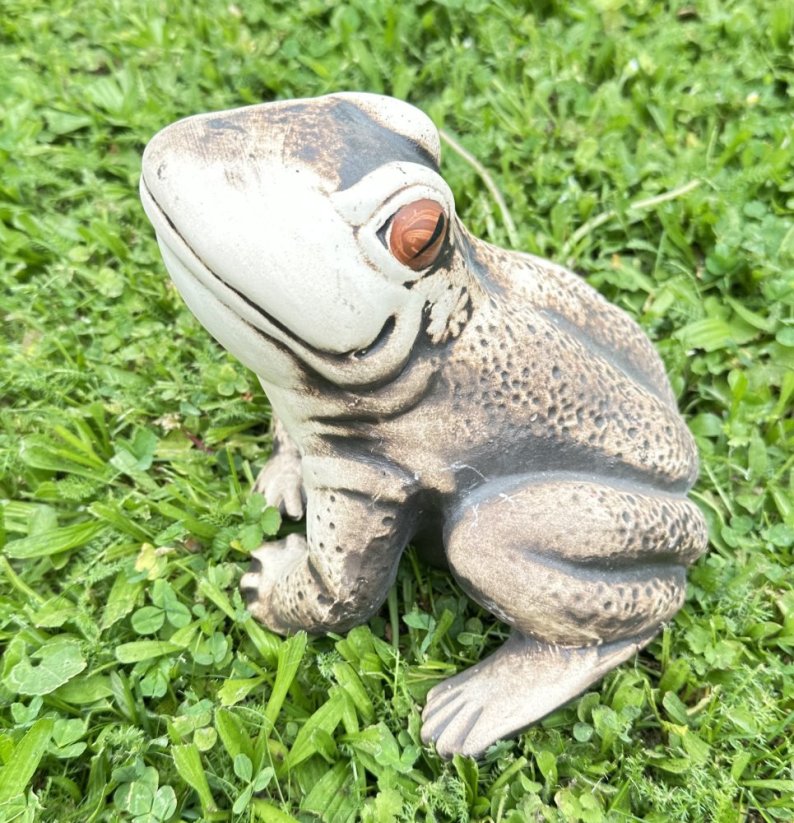 Keramická žába  skokan sedící natural