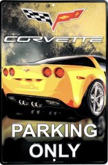 Plechová cedule auto Corvette parking only