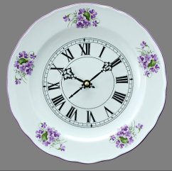 Porcelánové hodiny Fialky simply - římské číslice