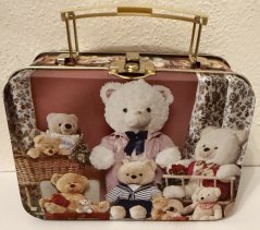 Plechová dóza - plechovka Kufřík s medvídky