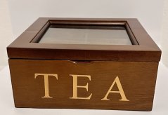 Luxusní dřevěná krabička na čaj se sklem Tea