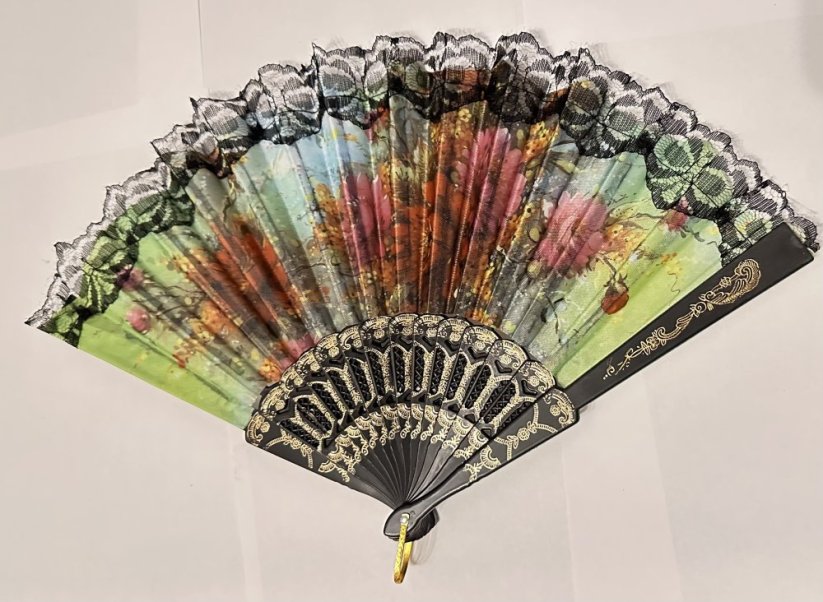 Luxusní vějíř s látkou Růže