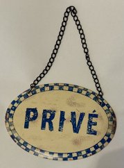 Plechová cedulka na dveře Privé k pověšení