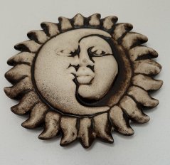 Keramická dekorace na zeď Slunce měsíc natural S
