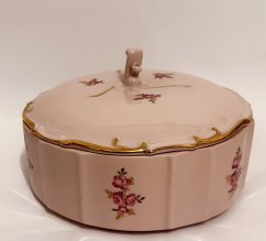 Porcelánová zlacená cukřenka Růžový porcelán