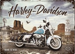 Plechová cedule motorka Harley Davidson born to ride