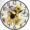 Dřevěné hodiny na zeď Kytice lučních květin - slunečnice